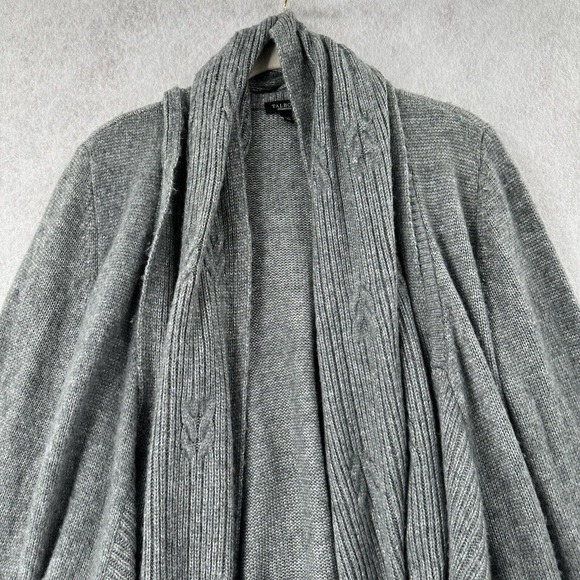 Talbots Cardigan Sweater Attached Scarf Womens L/XL Grey Open - Picture 4 of 7
